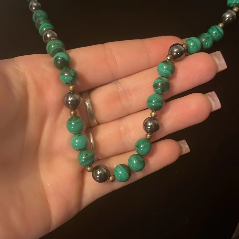 Vintage Malachite & Hematite necklace - Picture 3 of 4
